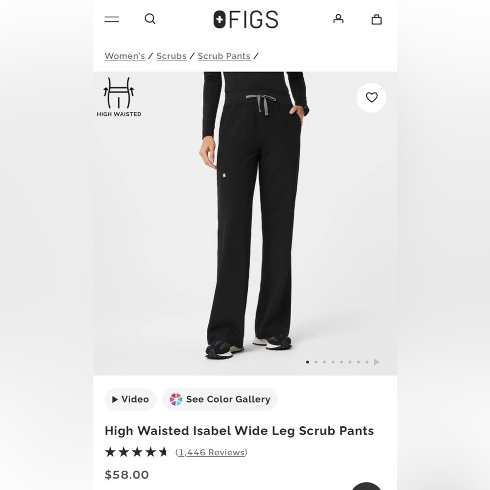 Figs Women's Isabel Black Wide Leg Pants - XSR
